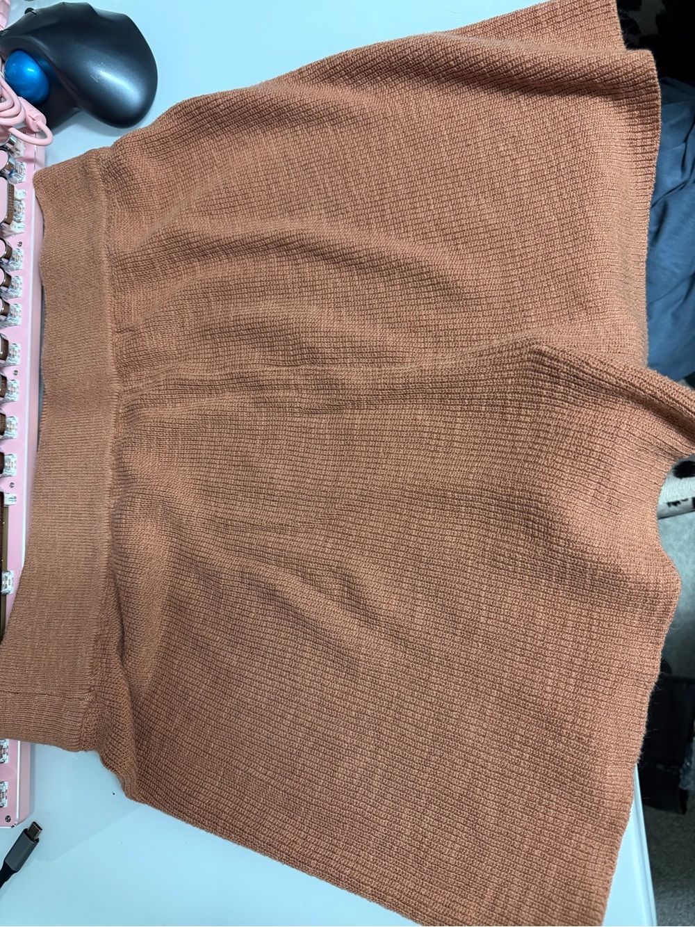 Free People Knit High-Waist Shorts in Rust Brown - Picture 4 of 4